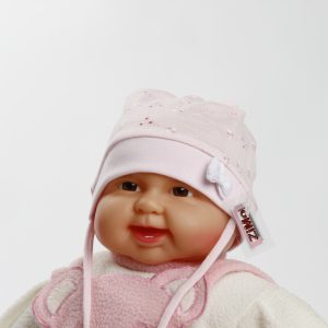 edle Babymütze "Nadja" mit Lochstickerei, Gr. 46/48