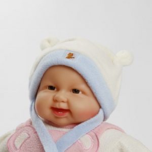 Teddyohrmütze "Jan" hellblau/weiß Gr. 46/48